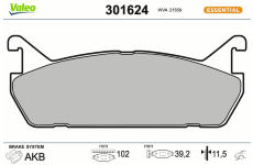 Sada brzdových destiček, kotoučová brzda VALEO 301624