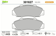 Sada brzdových destiček, kotoučová brzda VALEO 301627