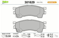 Sada brzdových destiček, kotoučová brzda VALEO 301629