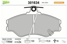 Sada brzdových destiček, kotoučová brzda VALEO 301634