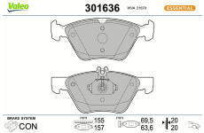 Sada brzdových destiček, kotoučová brzda VALEO 301636