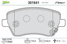 Sada brzdových destiček, kotoučová brzda VALEO 301641