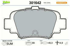 Sada brzdových destiček, kotoučová brzda VALEO 301642