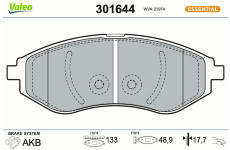 Sada brzdových destiček, kotoučová brzda VALEO 301644
