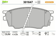 Sada brzdových destiček, kotoučová brzda VALEO 301647