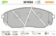 Sada brzdových destiček, kotoučová brzda VALEO 301654