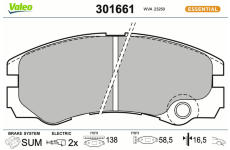 Sada brzdových destiček, kotoučová brzda VALEO 301661