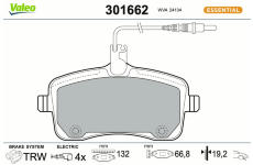 Sada brzdových destiček, kotoučová brzda VALEO 301662