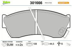 Sada brzdových destiček, kotoučová brzda VALEO 301666