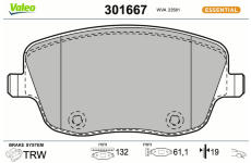 Sada brzdových destiček, kotoučová brzda VALEO 301667
