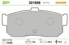 Sada brzdových destiček, kotoučová brzda VALEO 301668