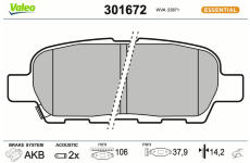 Sada brzdových destiček, kotoučová brzda VALEO 301672