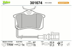 Sada brzdových destiček, kotoučová brzda VALEO 301674