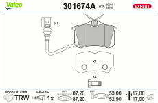 Sada brzdových destiček, kotoučová brzda VALEO 301674A