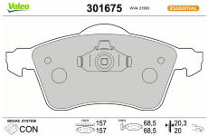 Sada brzdových destiček, kotoučová brzda VALEO 301675