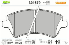 Sada brzdových destiček, kotoučová brzda VALEO 301679