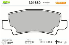 Sada brzdových destiček, kotoučová brzda VALEO 301680