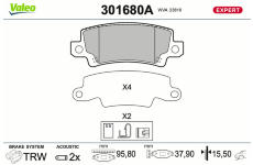 Sada brzdových destiček, kotoučová brzda VALEO 301680A