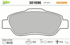 Sada brzdových destiček, kotoučová brzda VALEO 301696