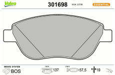 Sada brzdových destiček, kotoučová brzda VALEO 301698