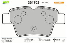 Sada brzdových destiček, kotoučová brzda VALEO 301702