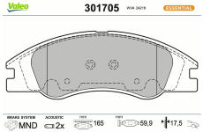 Sada brzdových destiček, kotoučová brzda VALEO 301705
