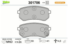 Sada brzdových destiček, kotoučová brzda VALEO 301706