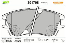Sada brzdových destiček, kotoučová brzda VALEO 301708