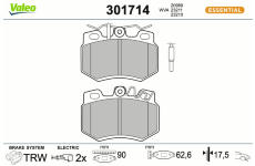 Sada brzdových destiček, kotoučová brzda VALEO 301714