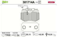 Sada brzdových destiček, kotoučová brzda VALEO 301714A
