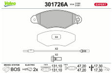 Sada brzdových destiček, kotoučová brzda VALEO 301726A