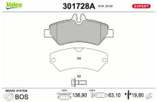 Sada brzdových destiček, kotoučová brzda VALEO 301728A