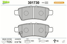 Sada brzdových destiček, kotoučová brzda VALEO 301730