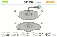 Sada brzdových destiček, kotoučová brzda VALEO 301734