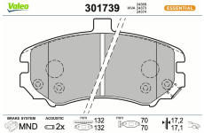 Sada brzdových destiček, kotoučová brzda VALEO 301739