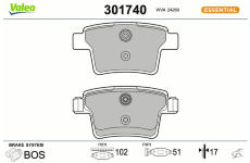 Sada brzdových destiček, kotoučová brzda VALEO 301740