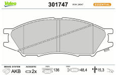 Sada brzdových destiček, kotoučová brzda VALEO 301747