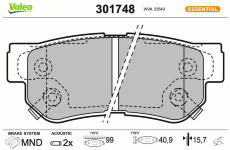 Sada brzdových destiček, kotoučová brzda VALEO 301748