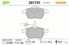 Sada brzdových destiček, kotoučová brzda VALEO 301751