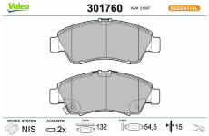 Sada brzdových destiček, kotoučová brzda VALEO 301760