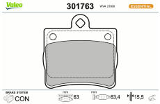Sada brzdových destiček, kotoučová brzda VALEO 301763