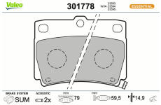 Sada brzdových destiček, kotoučová brzda VALEO 301778