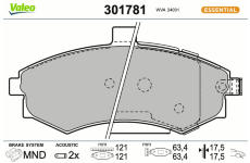 Sada brzdových destiček, kotoučová brzda VALEO 301781