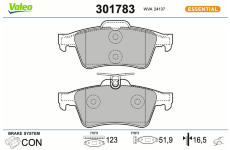 Sada brzdových destiček, kotoučová brzda VALEO 301783