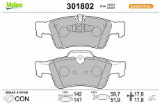 Sada brzdových destiček, kotoučová brzda VALEO 301802