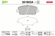 Sada brzdových destiček, kotoučová brzda VALEO 301803A