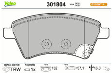 Sada brzdových destiček, kotoučová brzda VALEO 301804