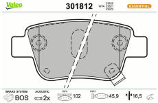 Sada brzdových destiček, kotoučová brzda VALEO 301812
