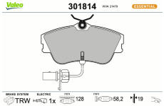 Sada brzdových destiček, kotoučová brzda VALEO 301814