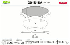 Sada brzdových destiček, kotoučová brzda VALEO 301818A